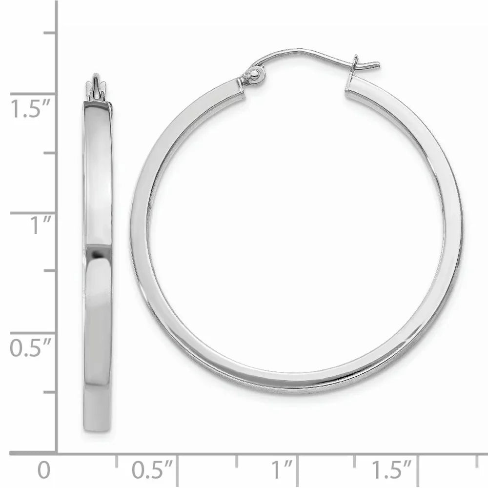 Real 14kt Ivory Gold 2x3mm Rectangle Tube Hoop; for Adults and Teens; for Women and Men