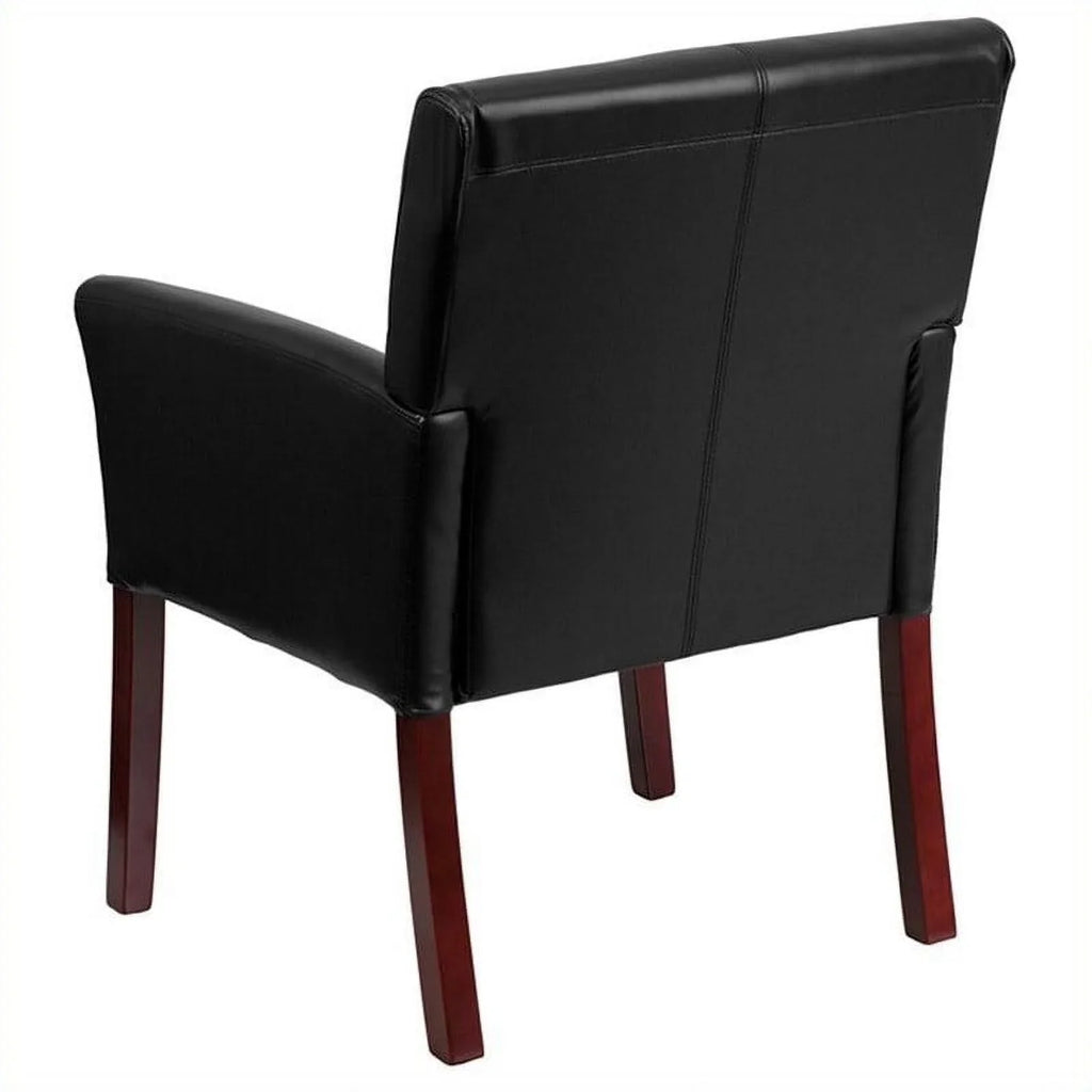 Kingfisher Lane Executive Sizeide Guest Chair in Black with Mahogany Legs