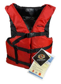 Sizetearns Adult Red PFD Personal Flotation Device Life Jacket - For Chest 30" to 52"