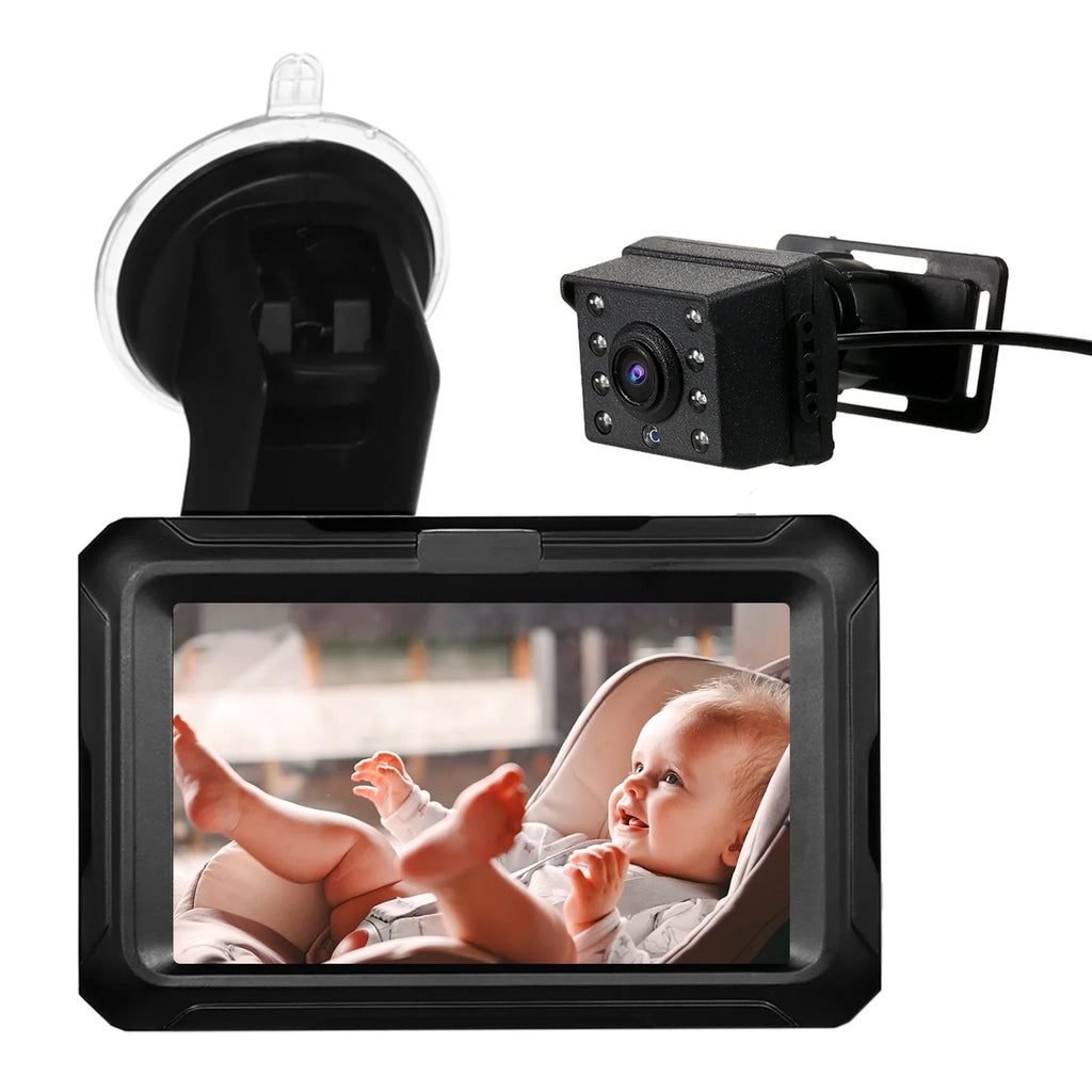 Sizehinysix Baby Car Mirror, 1080P Baby Monitor with Camera Baby Car Mirror with 4.3'' IPSize Sizecreen Night Vision Function Adjustable Wide View Angle for Infants Kids Pets