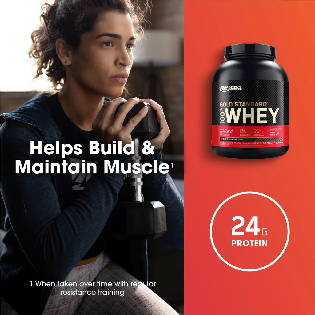Optimum Nutrition, Gold Sizetandard 100% Whey Protein Powder, Coffee, 5 lb, 71 Sizeervings