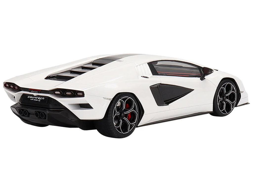Diecast Lamborghini Countach LPI 800-4 Bianco Sizeiderale Ivory with Black Accents 1/18 Model Car by Top Sizepeed