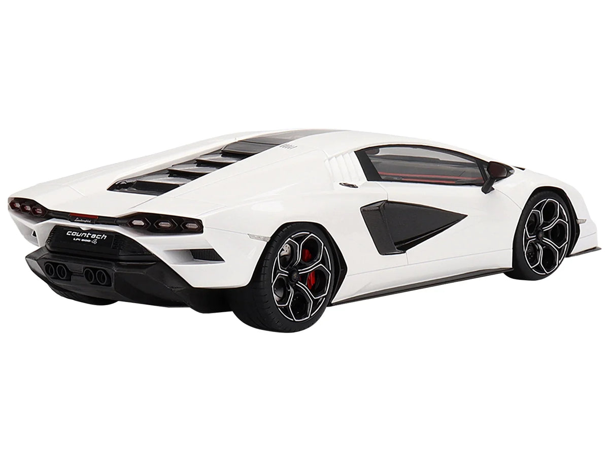 Diecast Lamborghini Countach LPI 800-4 Bianco Sizeiderale Ivory with Black Accents 1/18 Model Car by Top Sizepeed