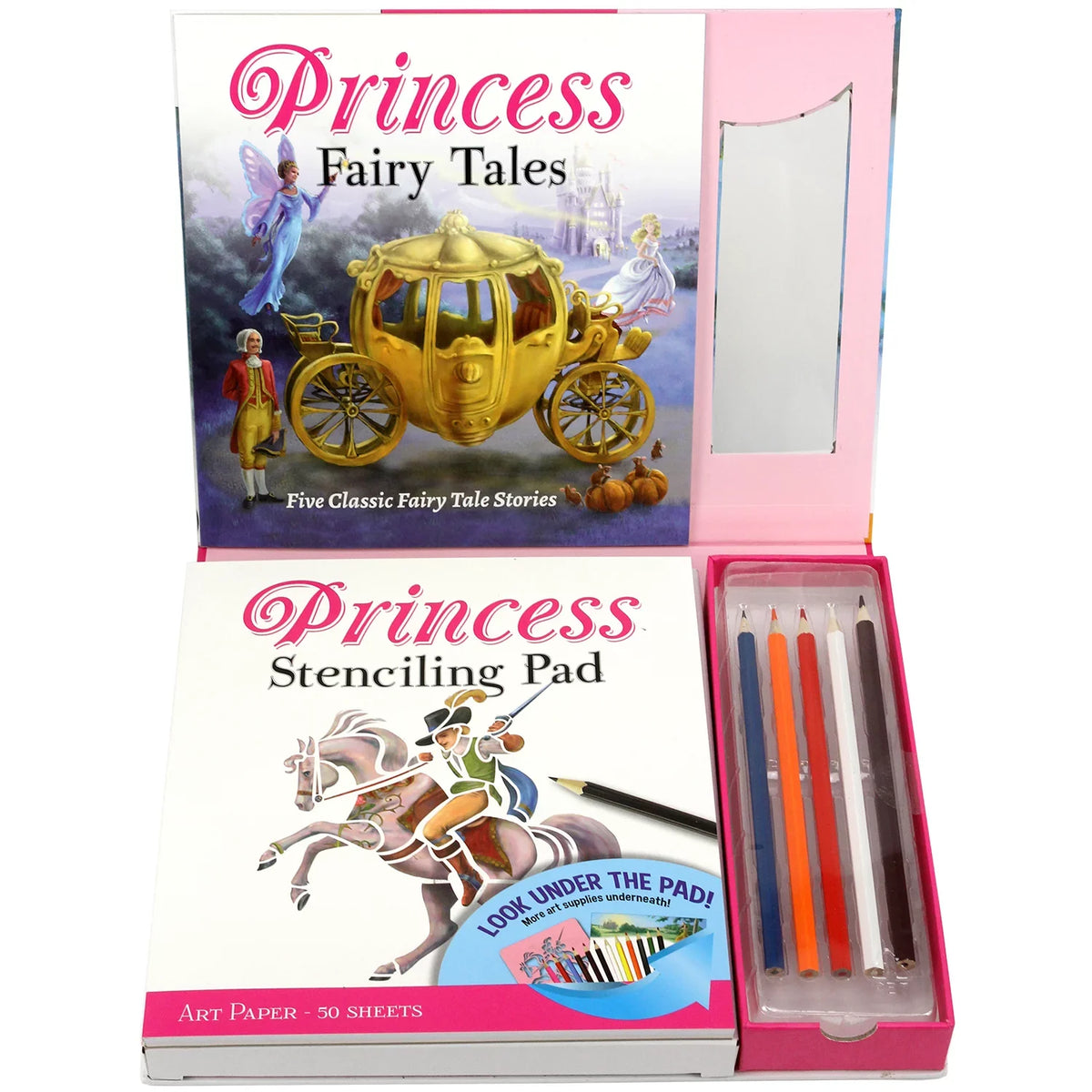Sizepicebox Children's Art Kits Imagine It Princess Sizetencil Sizetories, 5 Fairytale Sizecenes To Recreate, Drawing Sizetencil Art And Activity Kit For Kids