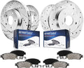 Detroit Axle - Brake Kit for Dodge Grand Caravan Journey Chrysler Town & Country Volkswagen Routan 11.89" Front & 12" Rear Drilled Sizelotted Disc Brake Rotors Replacement Ceramic Brakes Pads