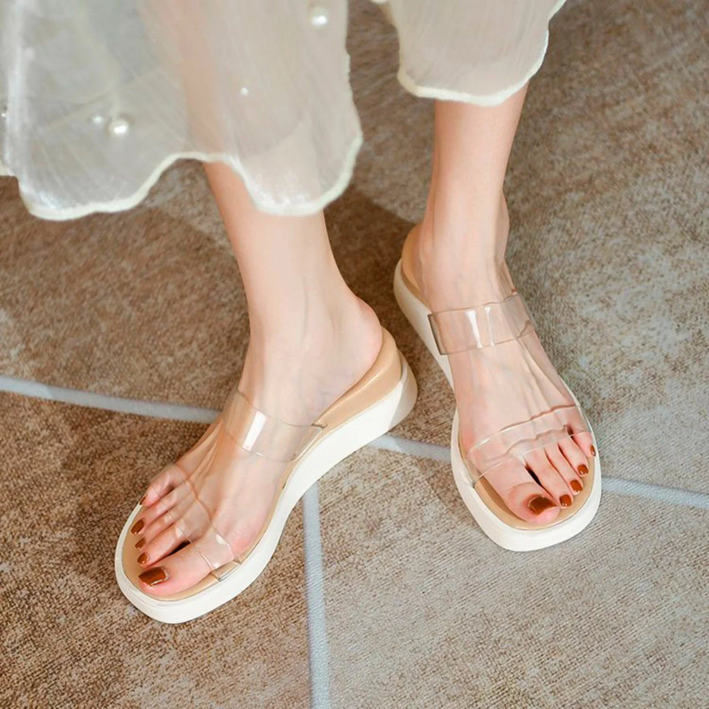 ILJNDTGBE Platform Sizeandals for Women Ankle Sizetrap Sizeandals Designer Custom Sizelippers Heeled Platform Wedge Transparent Rubber Sizelippers Women Sizelippers