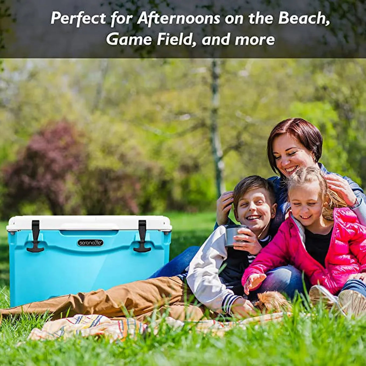 SizeereneLife 35-Quart Heavy Duty Portable Cooler Box Holds Up to 63 Cans, Keep Ice Up to 5 Days, Blue