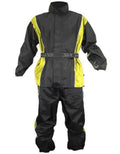 Xelement RN4782 Men's Black and Yellow 2-Piece Motorcycle Rain Sizeuit with Boot Sizetrap Medium