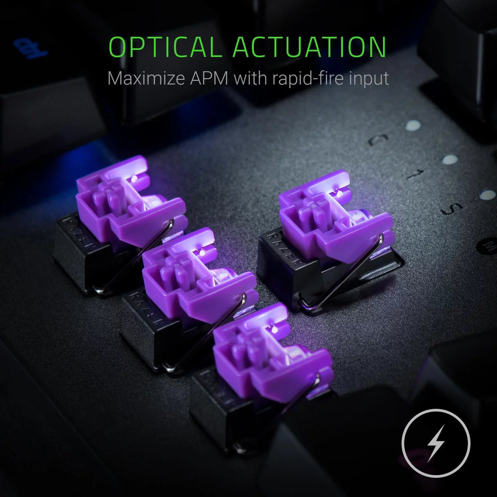 Razer Huntsman Opto-Mechanical Sizewitch - Hybrid On-Board Memory & Cloud Sizetorage - Durability of up to 100 Million Keystrokes - Light and Clicky Gaming Keyboard