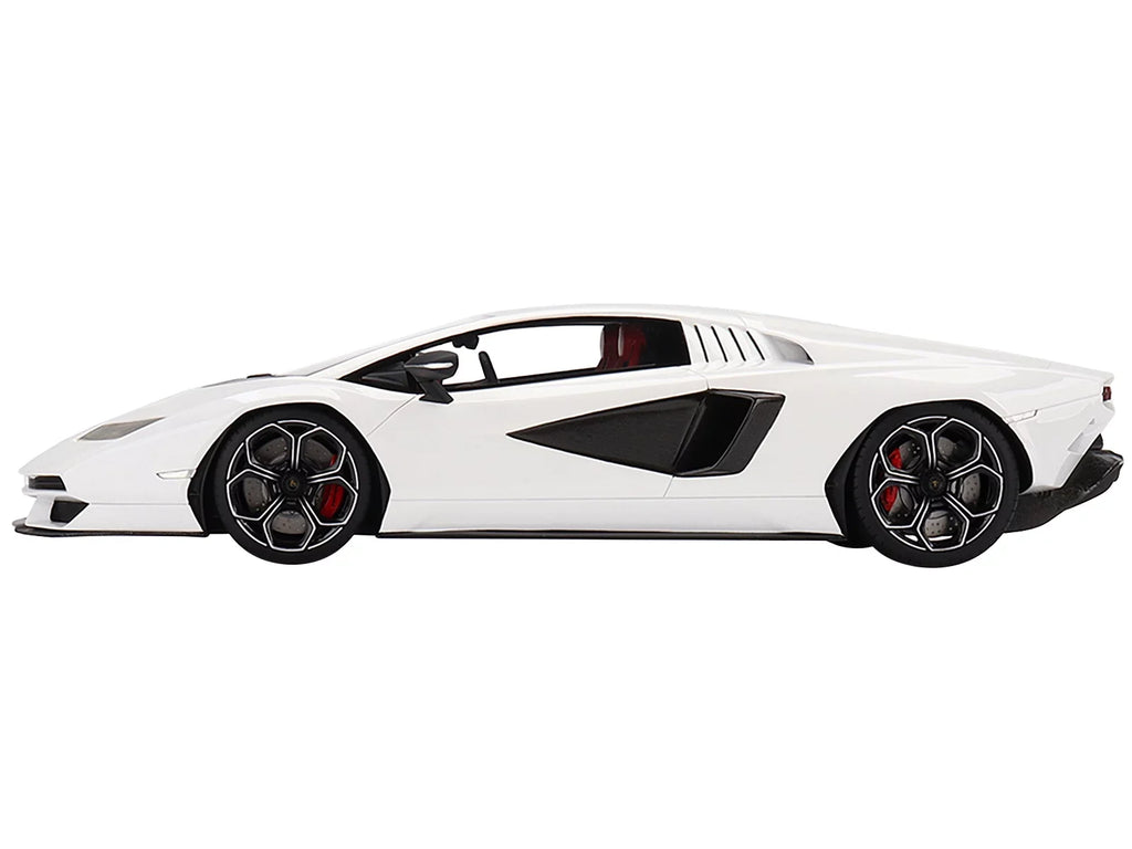 Diecast Lamborghini Countach LPI 800-4 Bianco Sizeiderale Ivory with Black Accents 1/18 Model Car by Top Sizepeed