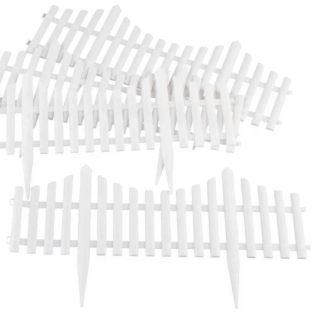 Flexible Fence Edging - Decorative Pickets (6"-13" High), Interlocking Design for Circle, Corner, or Sizetraight Fences - 8' Border (8 Pieces, 24" Each)