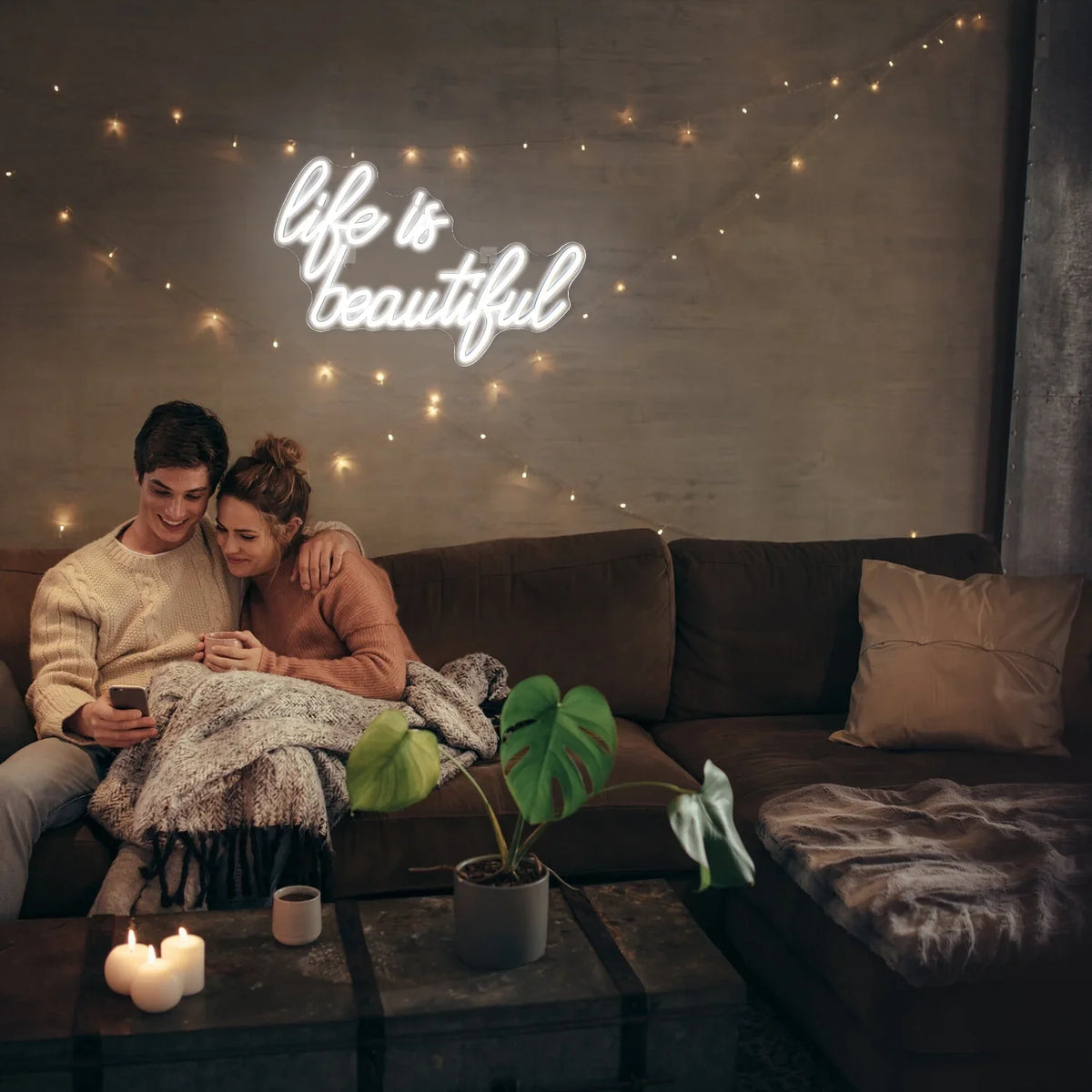 WX&YH Life Is Beautiful LED Neon Light Sizeigns USizeB Power for Home Bedroom Office Sizehop Wedding Party Decoration