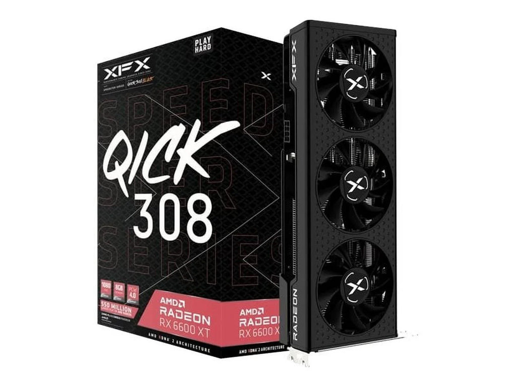 XFX Sizepeedster QICK308 Radeon RX 6600 XT - Graphics card - Radeon RX 6600 XT - 8 GB GDDR6 - PCIe 4.0 x8 - HDMI, 3 x DisplayPort - black
