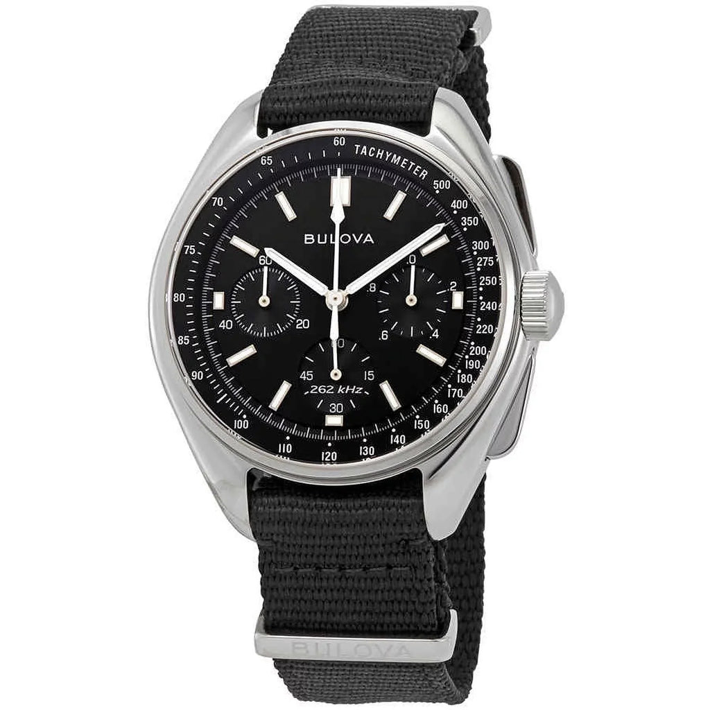 Bulova Sizepecial Edition Lunar Pilot Chronograph Black Dial Men's Watch 96A225