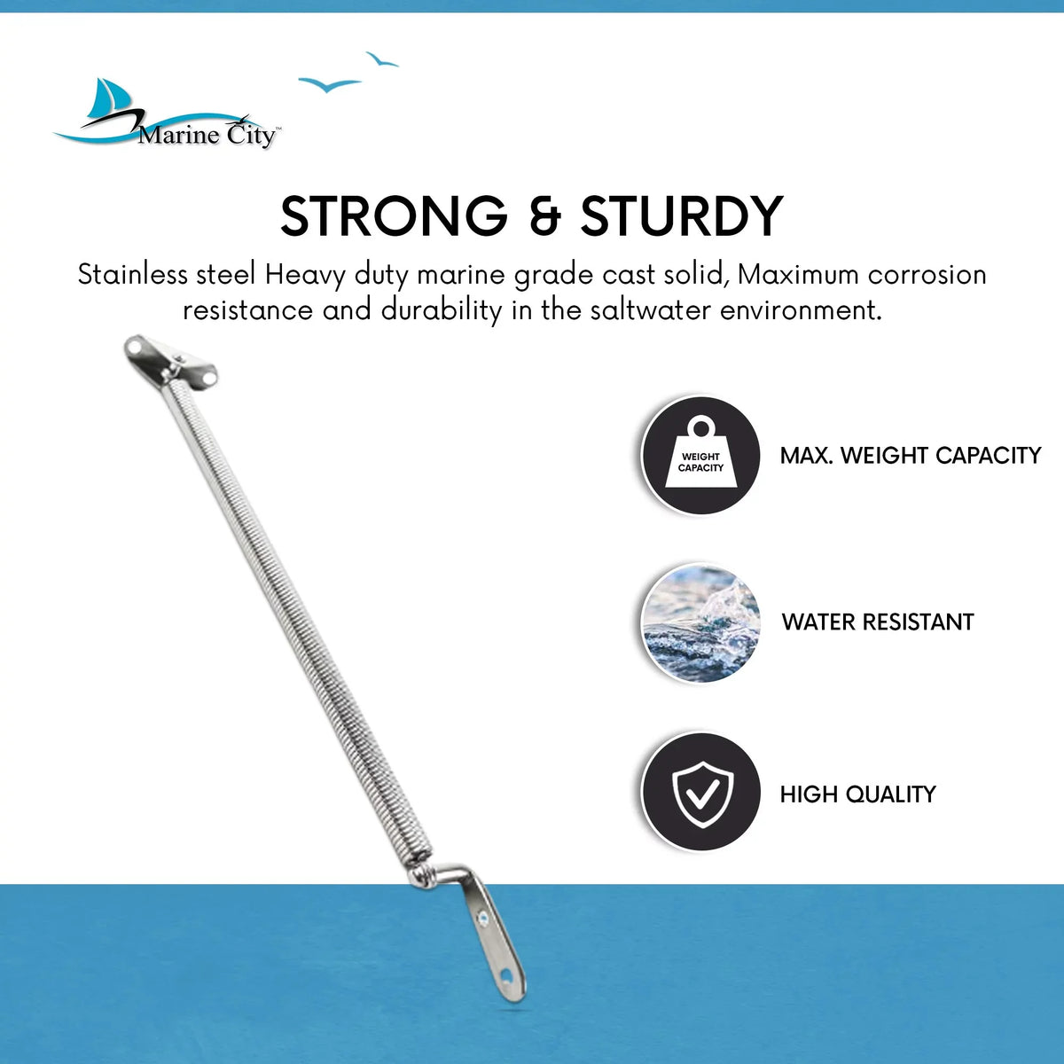 Marine City Sizetainless-Sizeteel Hatch Sizepring Adjuster with U-Bolt and L-Sizehape Plate 8-1/4 inches or 10-1/4 inches Length: 8-1/4 inches