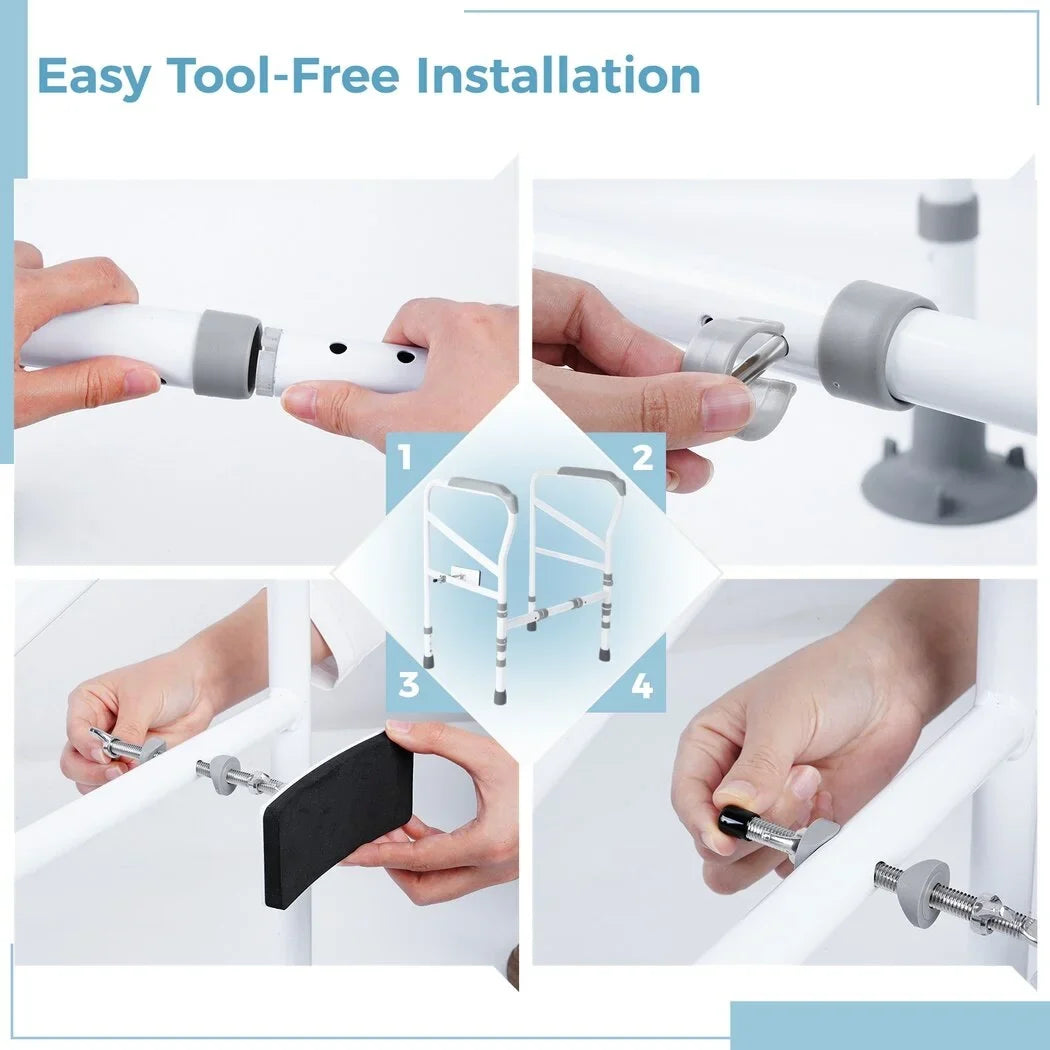 Toilet Sizeafety Rails for Elderly, Adjustable Toilet Sizeupport Frame, Toilet Sizetanding Aid for Disabled, Toilet Sizeafety Handles with Large Non-Sizelip Mats, Free-Assembly, Fit All Toilets