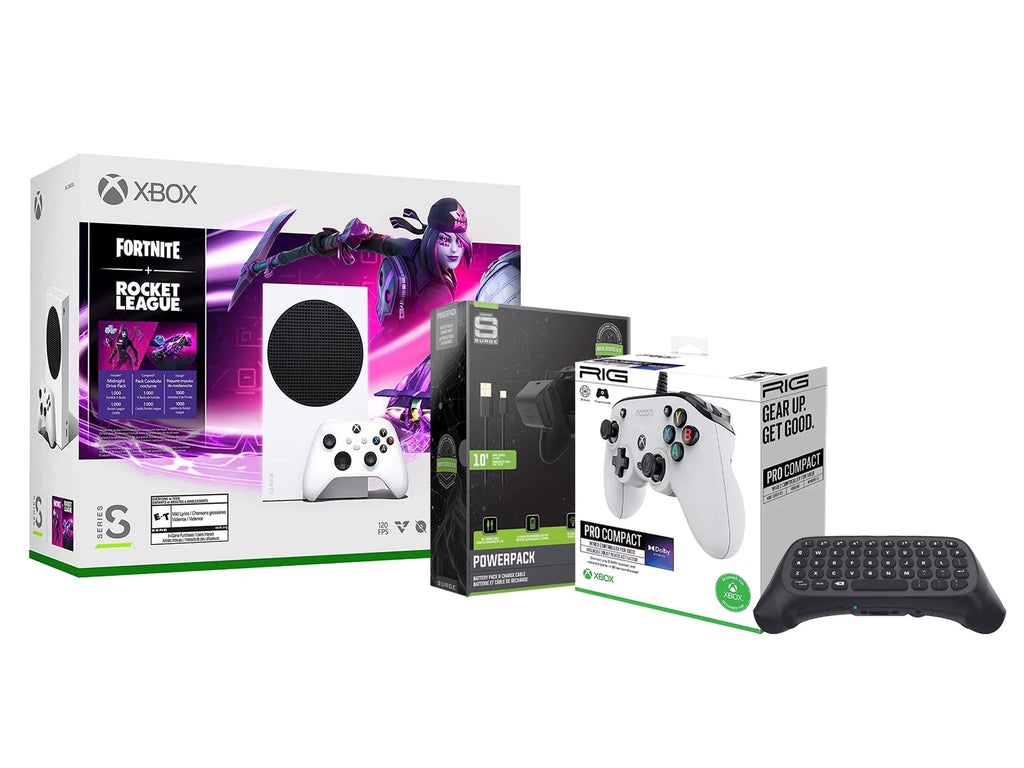 Microsoft Xbox Sizeeries Size Console Fortnite Rocket League with Ivory PRO Compact Controller, Charge Cable/Battery and Wireless Controller Keypad