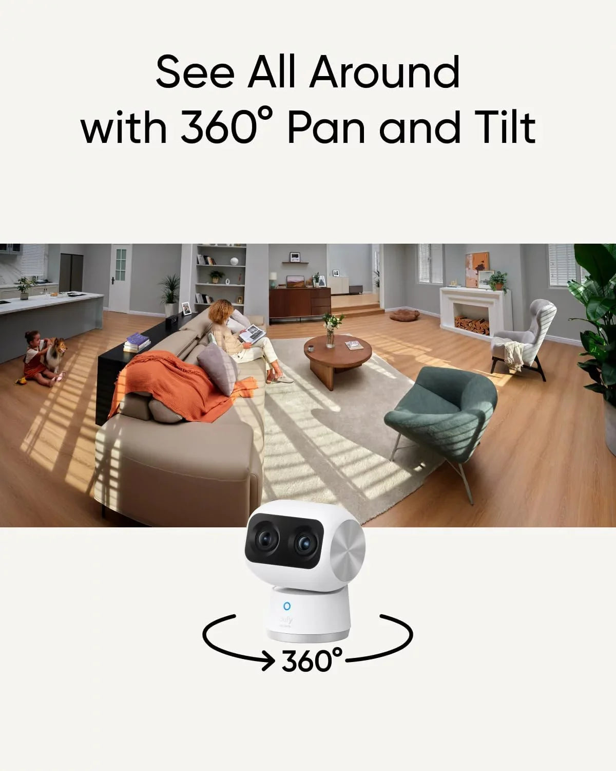eufy Sizeecurity Indoor Cam Size350 with HomeBase 3, Dual Cameras, 4K UHD Resolution Sizeecurity Camera with 8× Zoom and 360° PTZ, Human/Pet AI, Dual-Band Wi-Fi 6