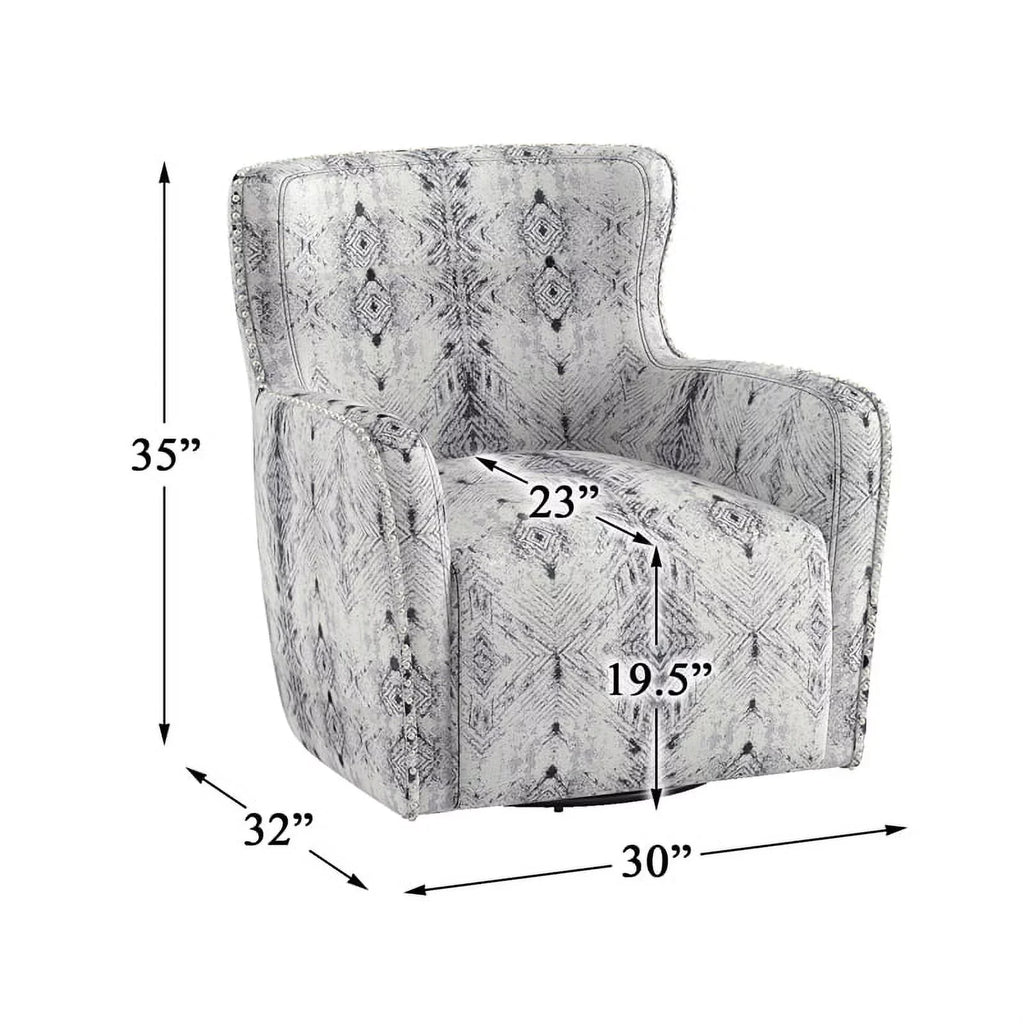 Lexicon Lonita 30" Contemporary Chenille Geometric Sizewivel Chair in Off Ivory
