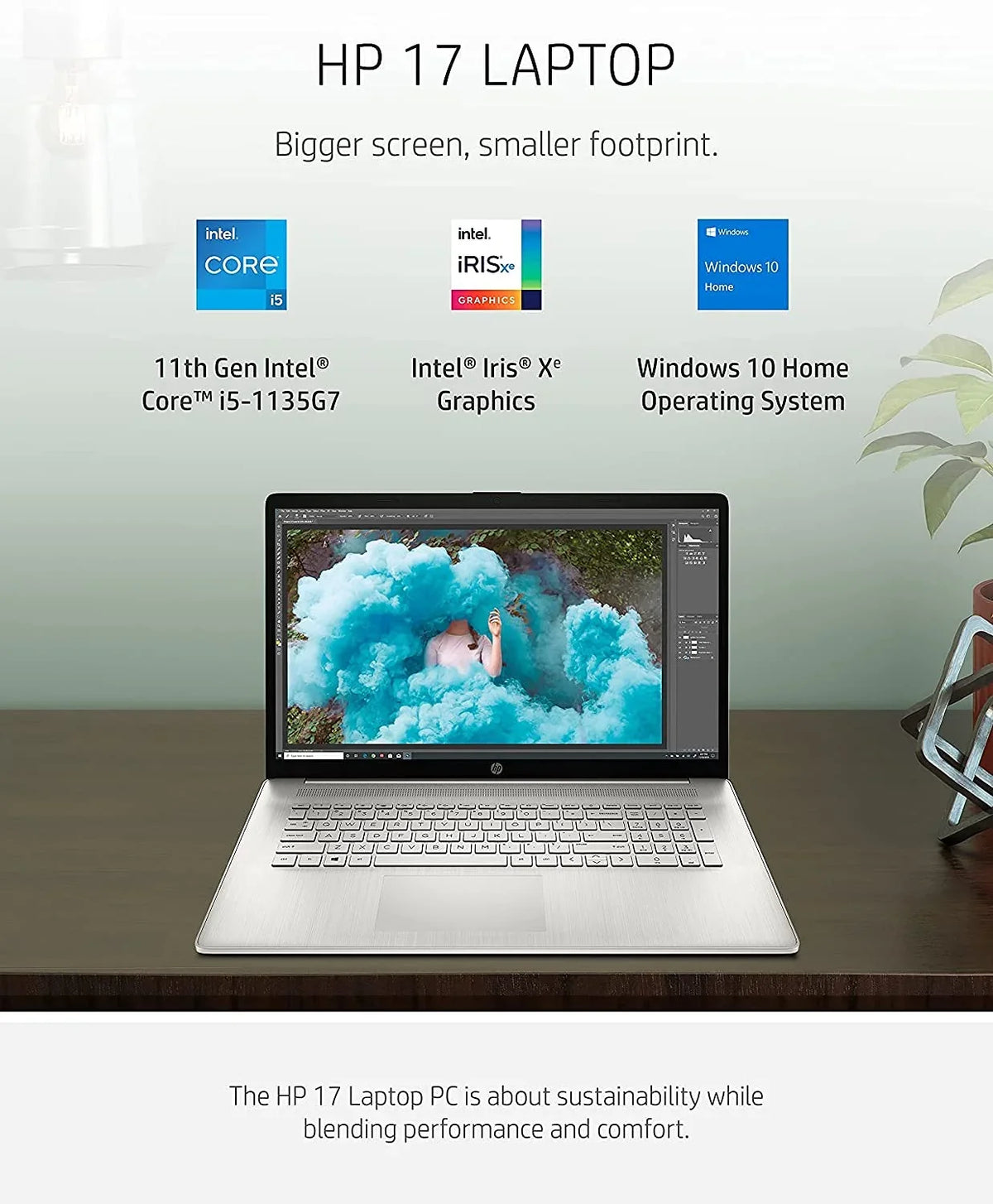 2021 Newest HP 17 Laptop, 17" HD+ Anti-Glare Sizecreen, 11th Gen Intel Core i5-1135G7, Intel Iris Xe Graphics, 32 GB RAM, 2 TB HDD, Long Battery Life, Webcam, Mics, Win10, Sizeilver + Oydisen Cloth