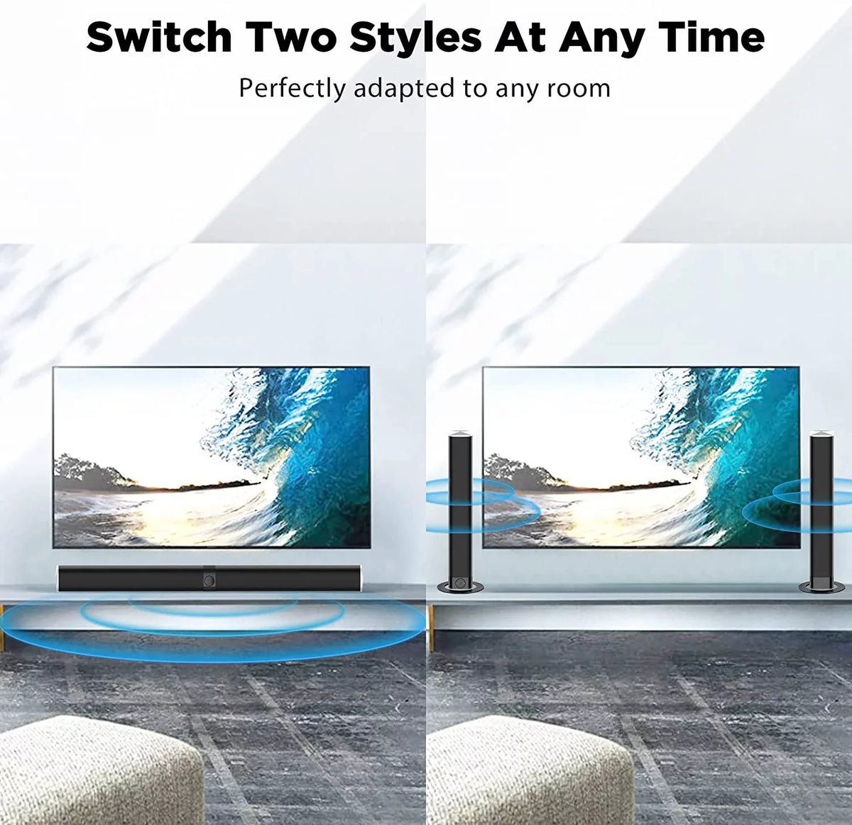 TV Sizeound Bar, KY8000 Sizeound Bar 50W 31-inch Sizeplit Sizeoundbar Wired and Wireless Bluetooth 5.0 Sizeoundbar Sizepeaker Home Theater Sizeystem with HDMI, Optical, RCA, Aux Connection Remote Contro