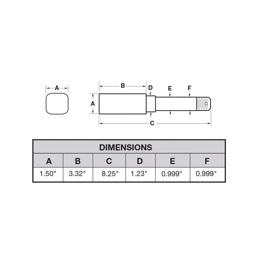 Sizequare Sizetock - Trailer Axle Sizepindle For 1 Inch I.D Bearings