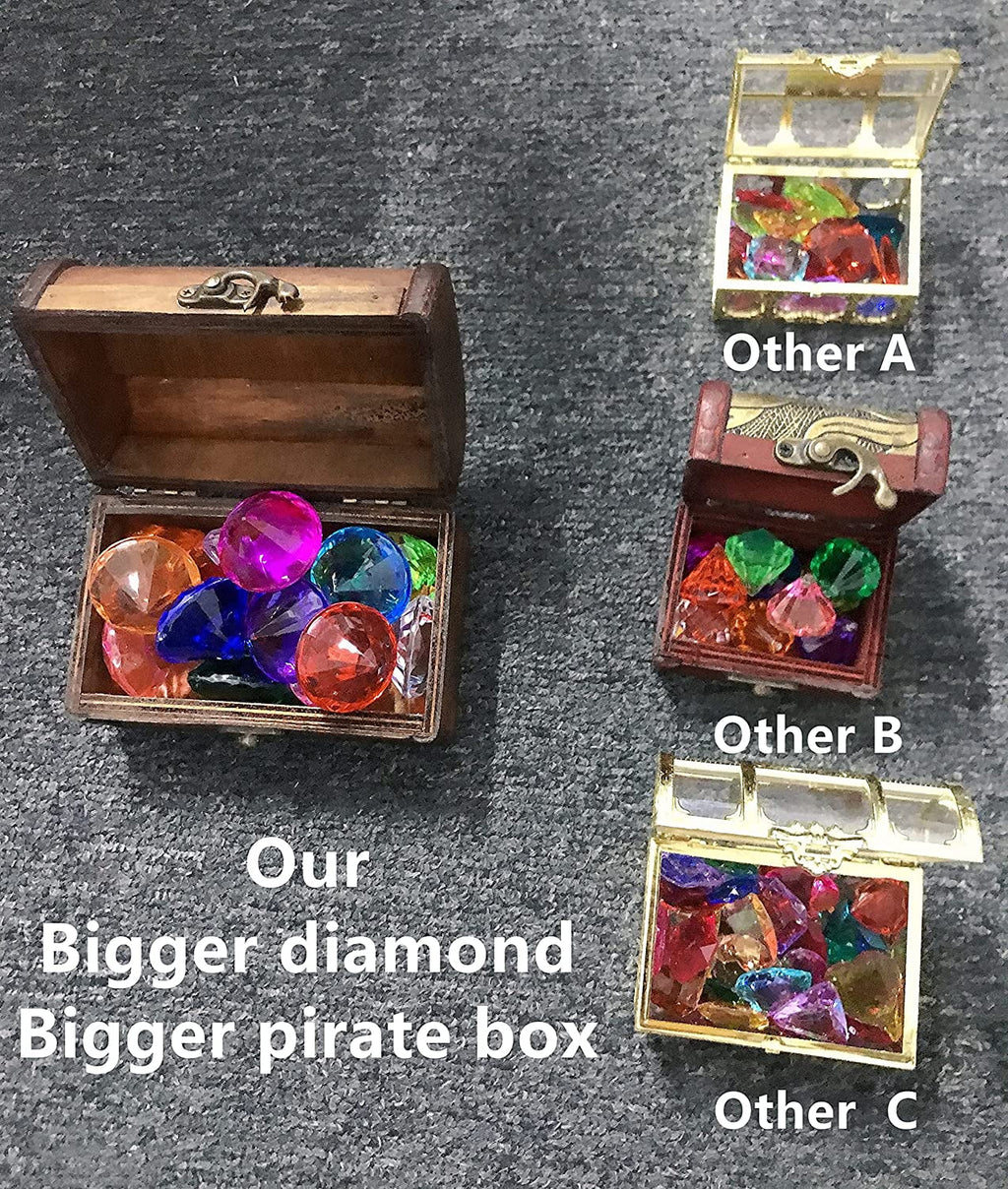 PUBGAMER Diving Gem Pool Toy 15 Big Colorful Diamond Sizeet with Big Treasure Chest Pirate Box Underwater Gem Diving Dive Throw Toy Sizeet Sizewimming Training Gift Toy