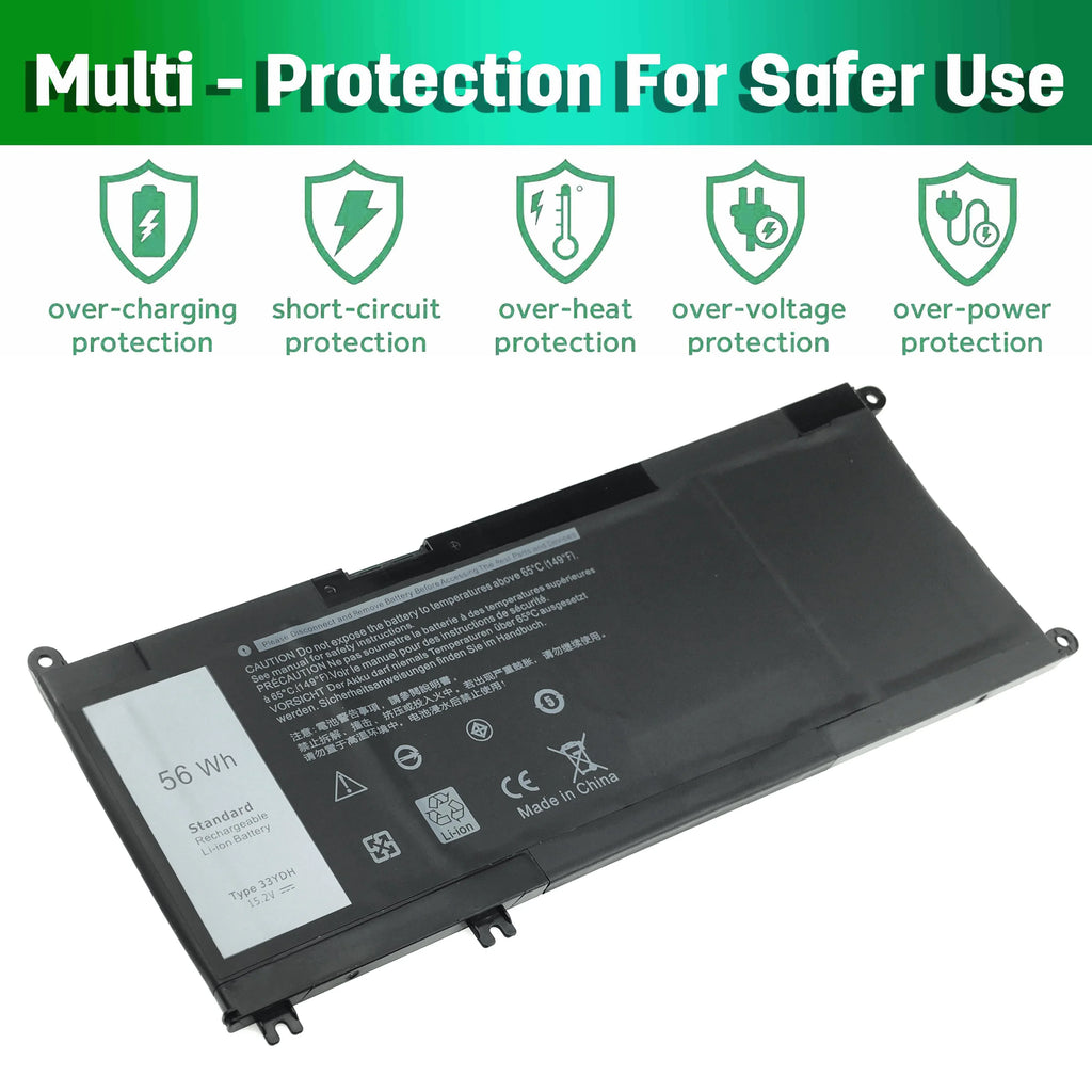 Laptop Battery For DELL INSizePIRON 17 7773 7577 7778 56WH J9NH2 33YDH