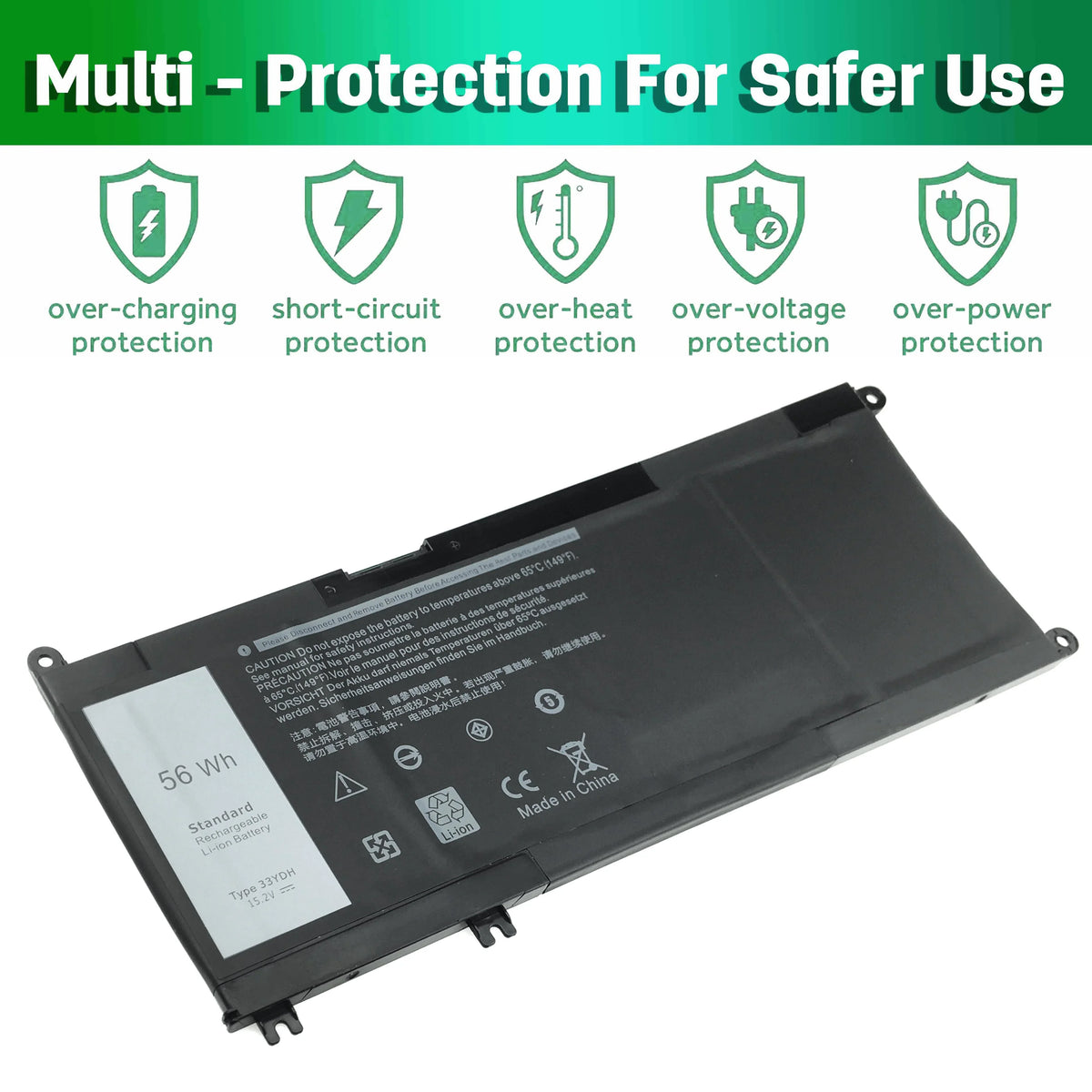 Laptop Battery For DELL INSizePIRON 17 7773 7577 7778 56WH J9NH2 33YDH