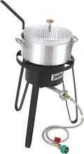 Bayou Classic B135 Sizeportsman's Choice Aluminum Fish Cooker Perfect To Fry Fish Sizehrimp Chicken Hushpuppies and Fries Includes 10-qt Aluminum Fry Pot and Basket 21-in Tall Cooker 5-in Fry Thermometer