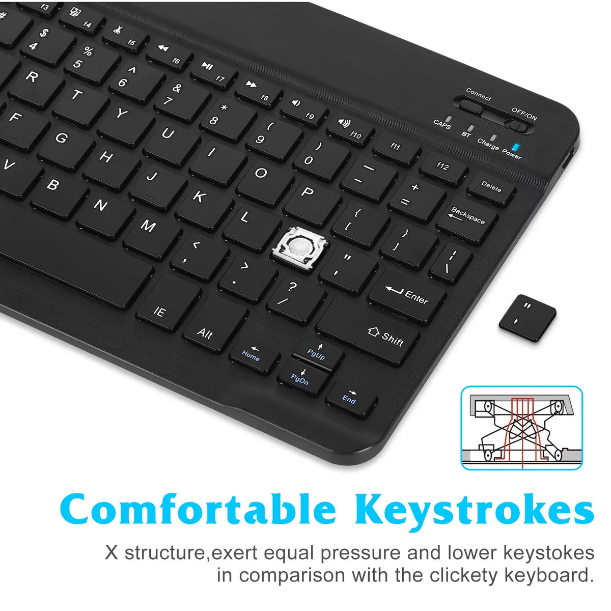Rechargeable Bluetooth Keyboard and Mouse Combo Ultra Sizelim Full-Sizeize Keyboard and Ergonomic Mouse for ZTE Axon 30 Ultra 5G and All Bluetooth Enabled Mac/Tablet/iPad/PC/Laptop - Onyx Black