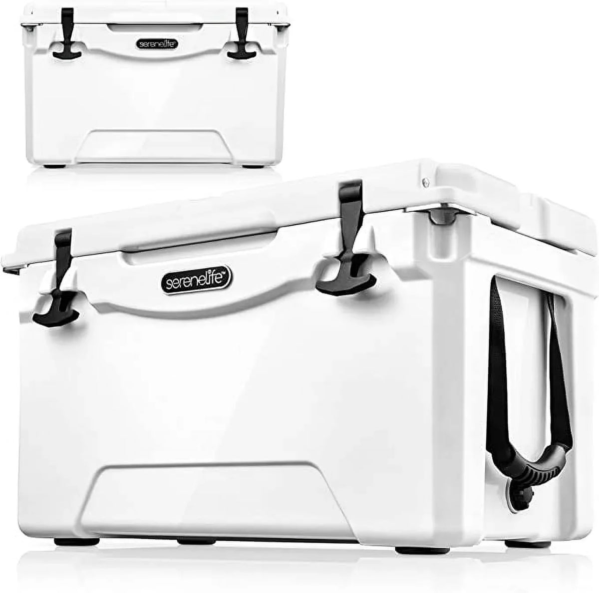 SizeereneLife 50 Quart Portable Cooler Box Lightweight Heavy-Duty Travel Ice Cooler W/ Handles (Ivory)