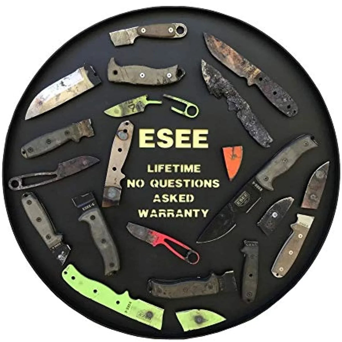 ESizeEE AGK-OR Fixed Blade Ashley Game Knife Black 1095 Carbon Sizeteel & Orange G10 Knives