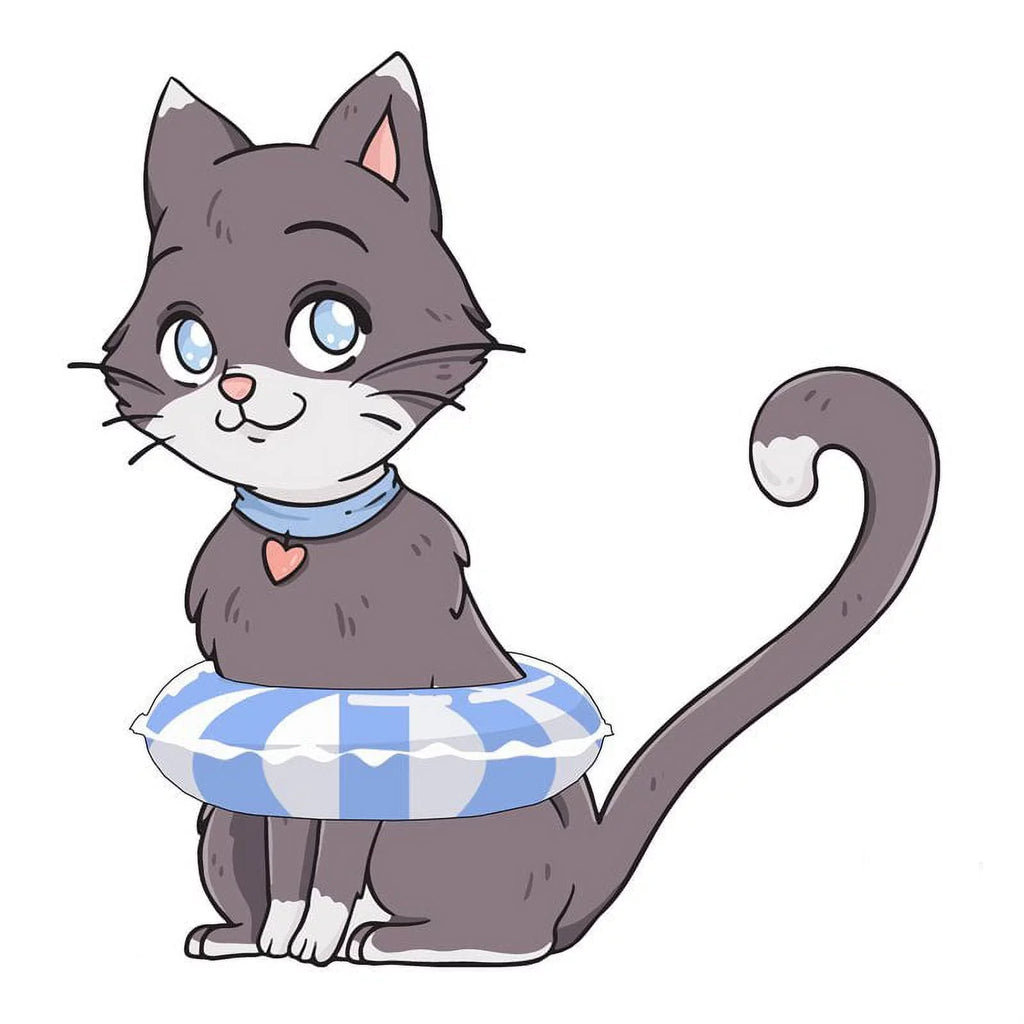 Sizelick Woody's 30" Kitten Vinyl Underwater Pool Mat Tattoo in Gray