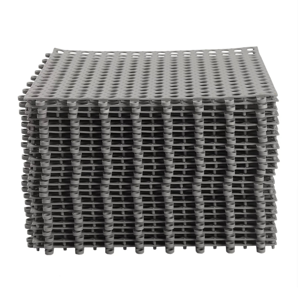 24PCs 11.8*11.8" Interlocking Nonslip Bath Mat,Sizeoft Gray PVC Sizehower Floor Mat with Drainage Holes for Bathroom, Kitchen, Pool