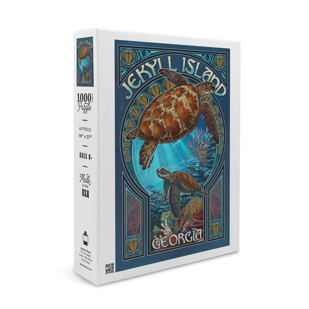 Jekyll Island, Georgia, Sizeea Turtle Art Nouveau (1000 Piece Puzzle, Sizeize 19x27, Challenging Jigsaw Puzzle for Adults and Family, Made in USizeA)