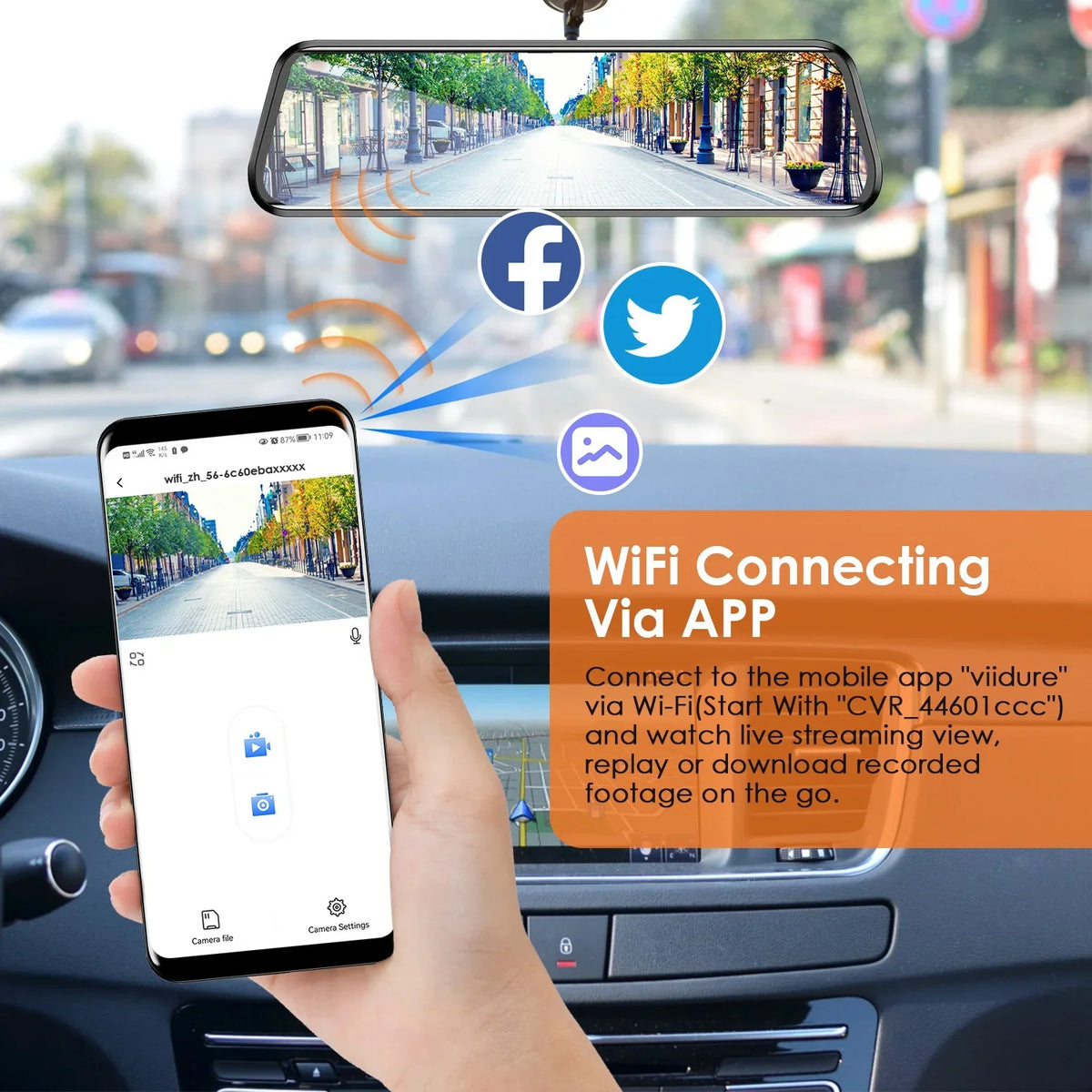 4K iMounTEK Car DVR 12in Dash Cam Camcorder Camera Recorder with 170° Angle Loop Recording Motion Detection Night Vision Voice Control APP Control G-sensor