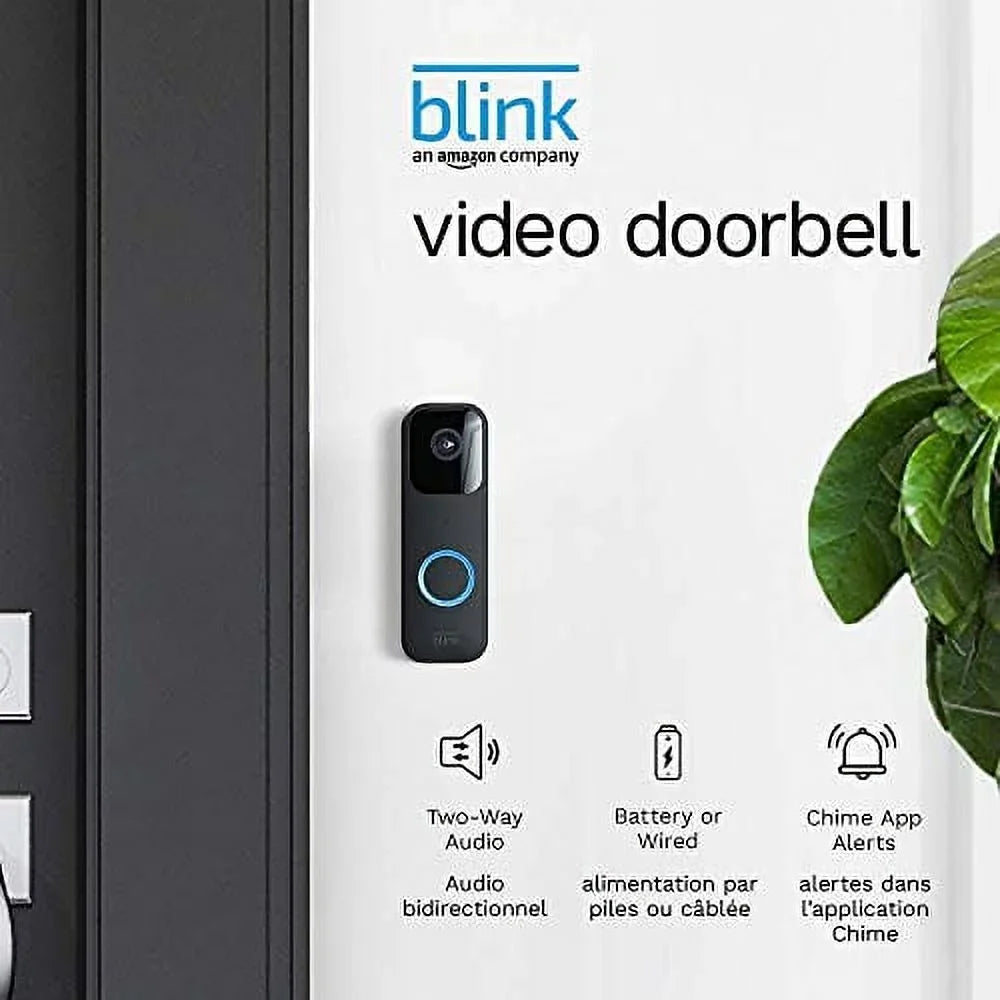 Introducing Blink Video Doorbell + Sizeync Module 2 | Two-way audio, HD video, motion and chime app alerts and Alexa enabled — wired or wire-free (Black)