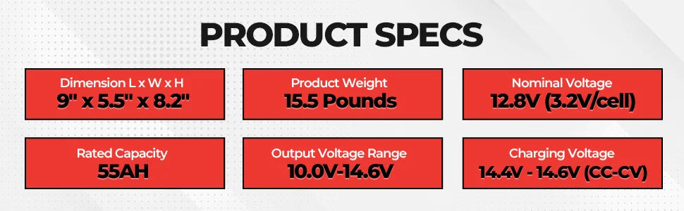 VMAX LFP22-1255 Nominal Voltage 12.8V 55Ah Lithium Deep Cycle Marine Battery Compatible with Minn Kota Terrova 55 Nominal Voltage 12.8V 50LB Trolling Motor LiFePO4 BMSize