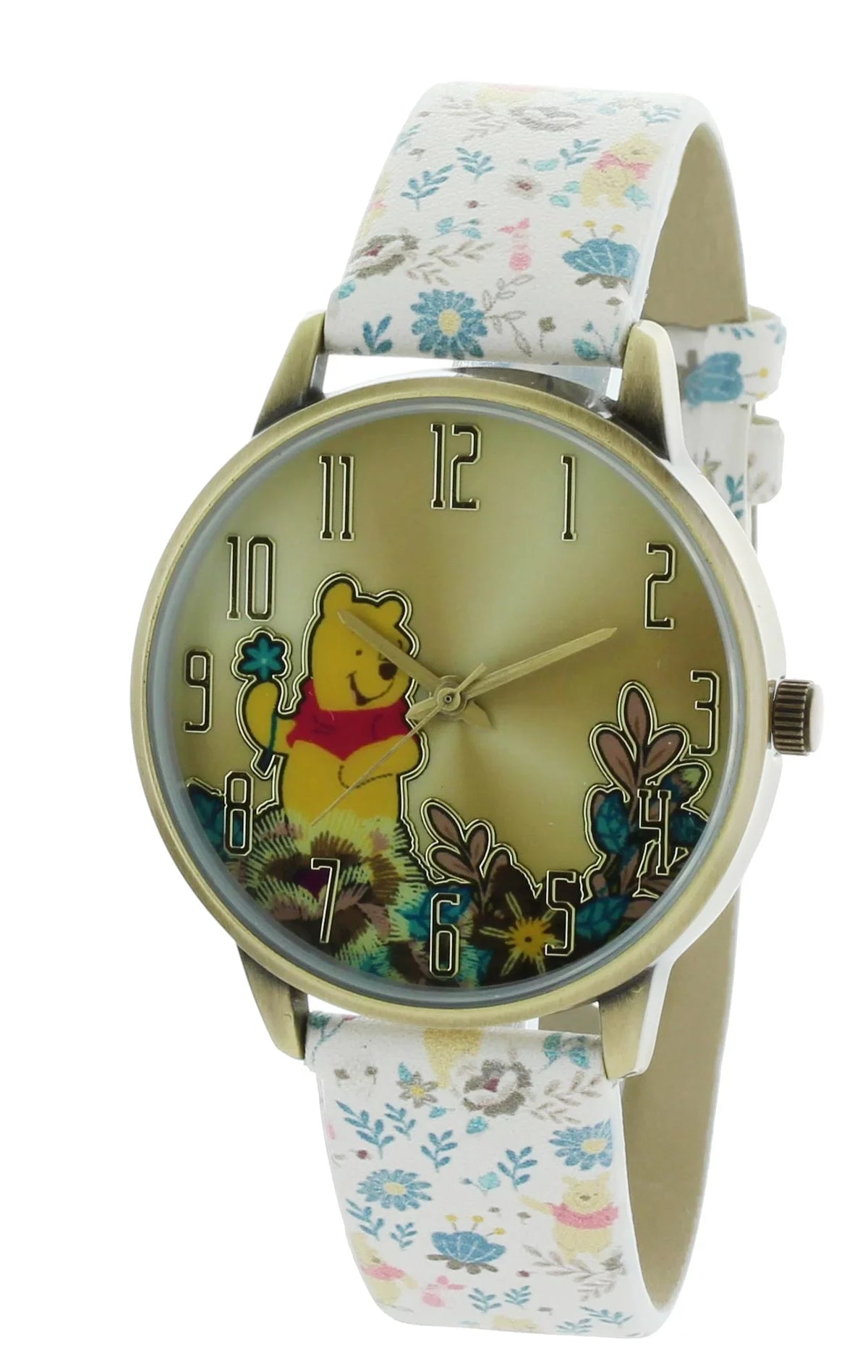 Cute Classic look Disney Winnie The Pooh Printed Band Watch Enjoy Picking flower  WP5037-AB