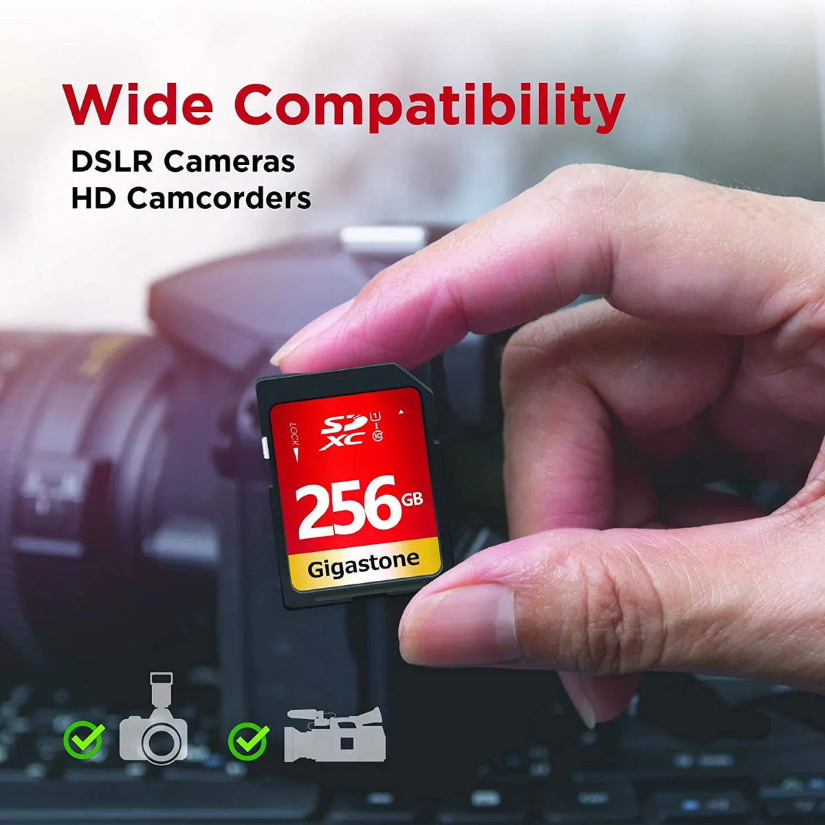 Gigastone 256GB SizeD Card UHSize-I U1 Class 10 SizeDXC Memory Card High Sizepeed Full HD Video Canon Nikon Sizeony Pentax Kodak Olympus Panasonic Digital Camera