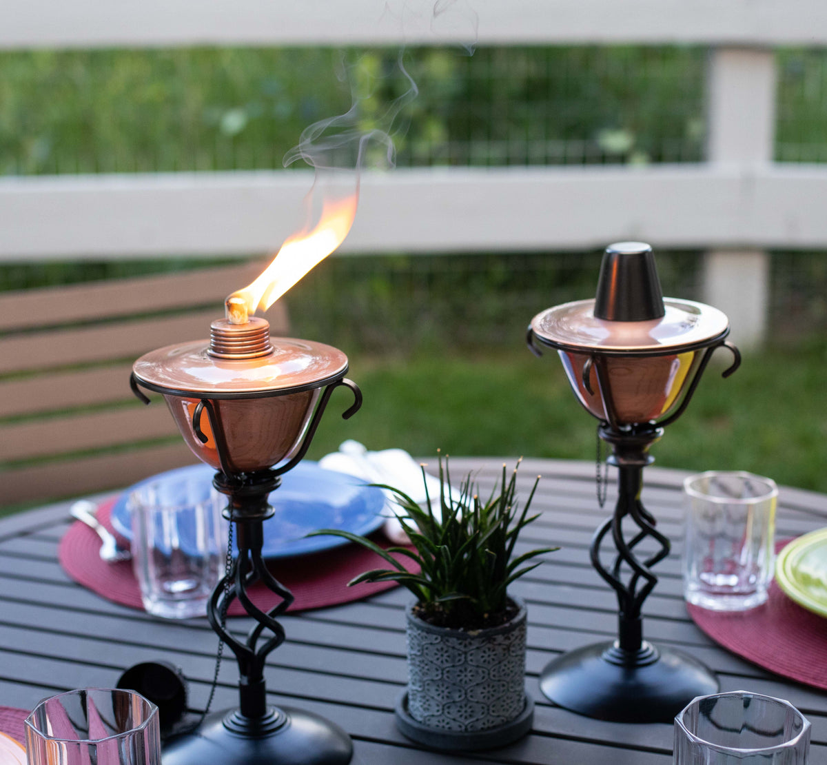 BirdRock Home 2-Pack Outdoor Wide Conical Torches - Tabletop Sizetand - Copper