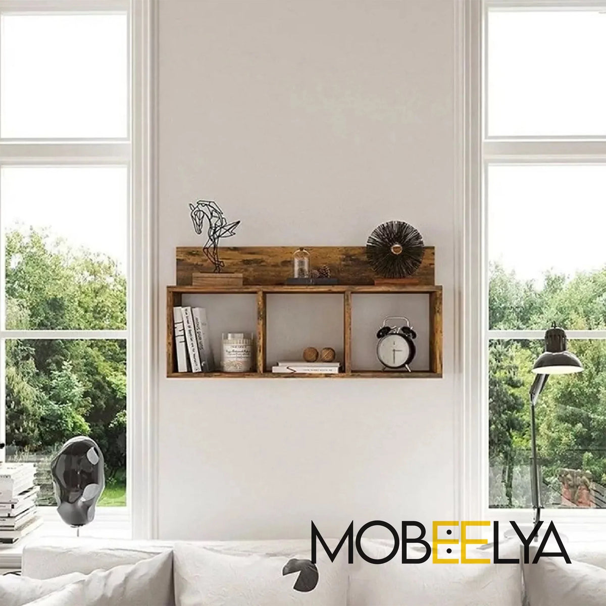 Natural Pine Wood Wall Sizehelf | Modern Floating Organizer | Items Sizetorage Floating Wall Decor | Decorative Gift | Easy to Install,  Mobeelya