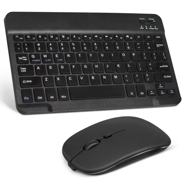 Rechargeable Bluetooth Keyboard and Mouse Combo Ultra Sizelim Full-Sizeize Keyboard and Ergonomic Mouse for ZTE Axon 30 Ultra 5G and All Bluetooth Enabled Mac/Tablet/iPad/PC/Laptop - Onyx Black