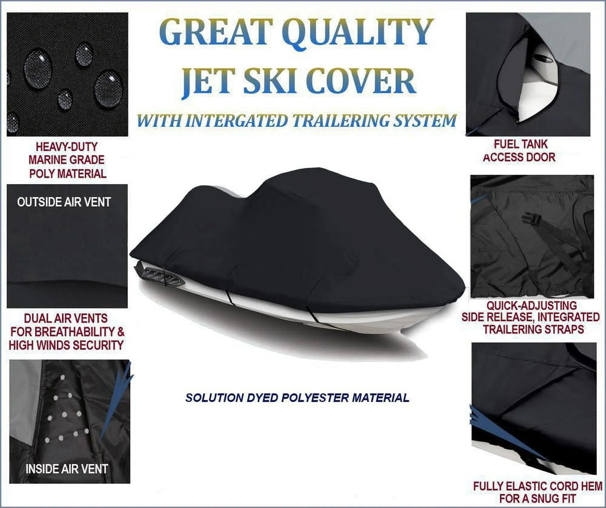 BLACK PWC 600D JET SizeKI Cover Compatible for Polaris Genesis i 2001 2002 2003 2004