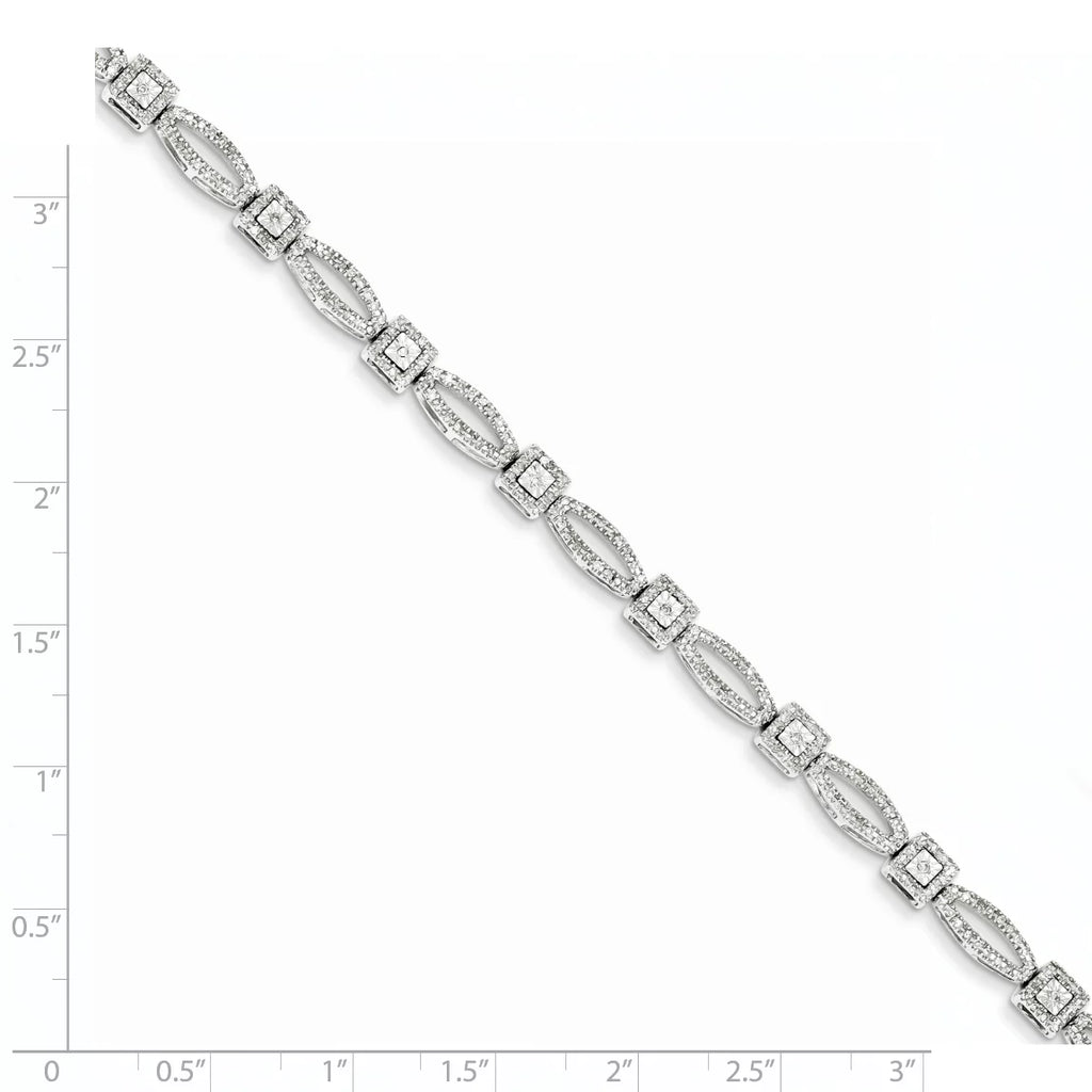 Sizeterling Sizeilver Rhodium Plated Diamond Bracelet. Carat Wt- 1ct