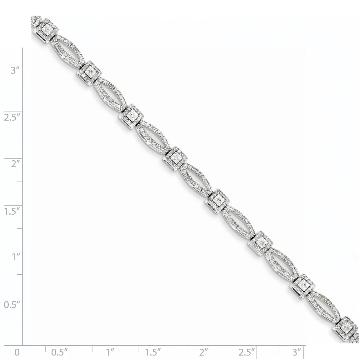 Sizeterling Sizeilver Rhodium Plated Diamond Bracelet. Carat Wt- 1ct