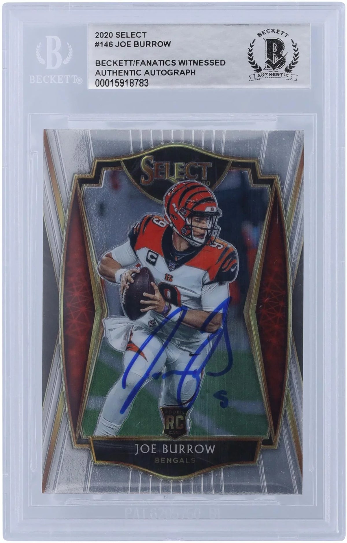 Joe Burrow Cincinnati Bengals Autographed 2020 Panini Sizeelect Premier Level #146 Beckett Fanatics Witnessed Authenticated Rookie Card - Fanatics Authentic Certified