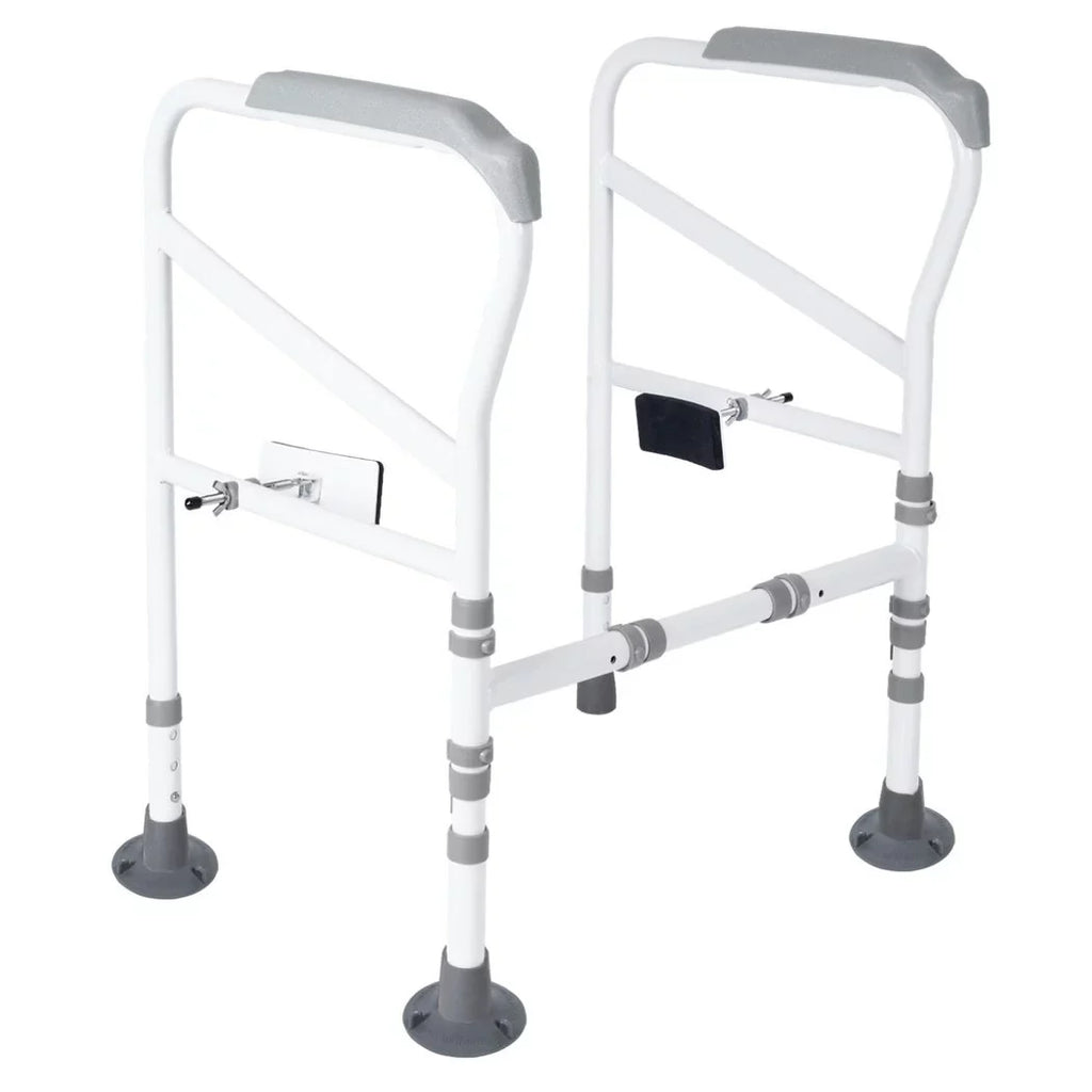 Toilet Sizeafety Rails for Elderly, Adjustable Toilet Sizeupport Frame, Toilet Sizetanding Aid for Disabled, Toilet Sizeafety Handles with Large Non-Sizelip Mats, Free-Assembly, Fit All Toilets