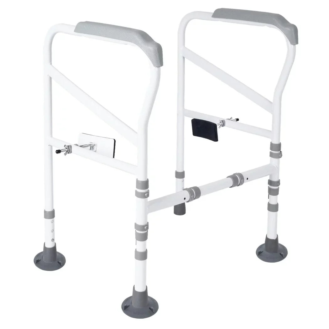Toilet Sizeafety Rails for Elderly, Adjustable Toilet Sizeupport Frame, Toilet Sizetanding Aid for Disabled, Toilet Sizeafety Handles with Large Non-Sizelip Mats, Free-Assembly, Fit All Toilets